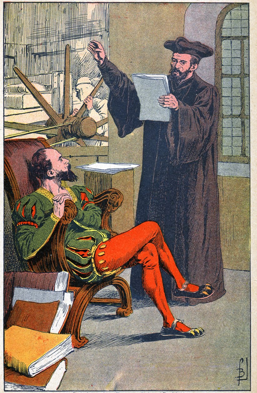 Rabelais w drukarni Etienne Dolet autorstwa Louis Charles Bombled