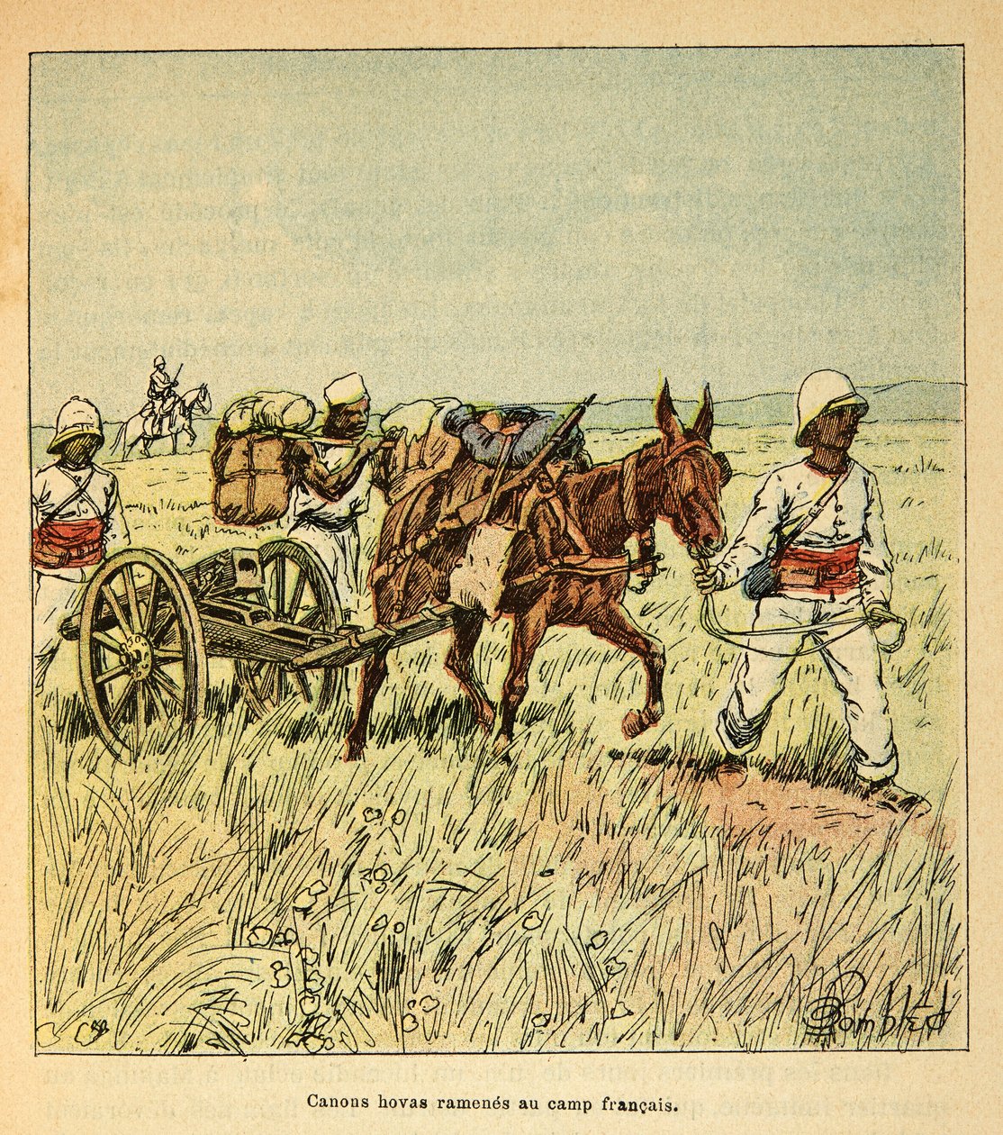 Wojna na Madagaskarze-Anegdota Historia francuskich ekspedycji 1885-1895 Henri Galli dit Galllichet (1854-1922), ilustracja Louis Bombled (1862-1927): kanonicy hovasowi sprowadzeni do francuskiego obozu, zbiory prywatne autorstwa Louis Charles Bombled