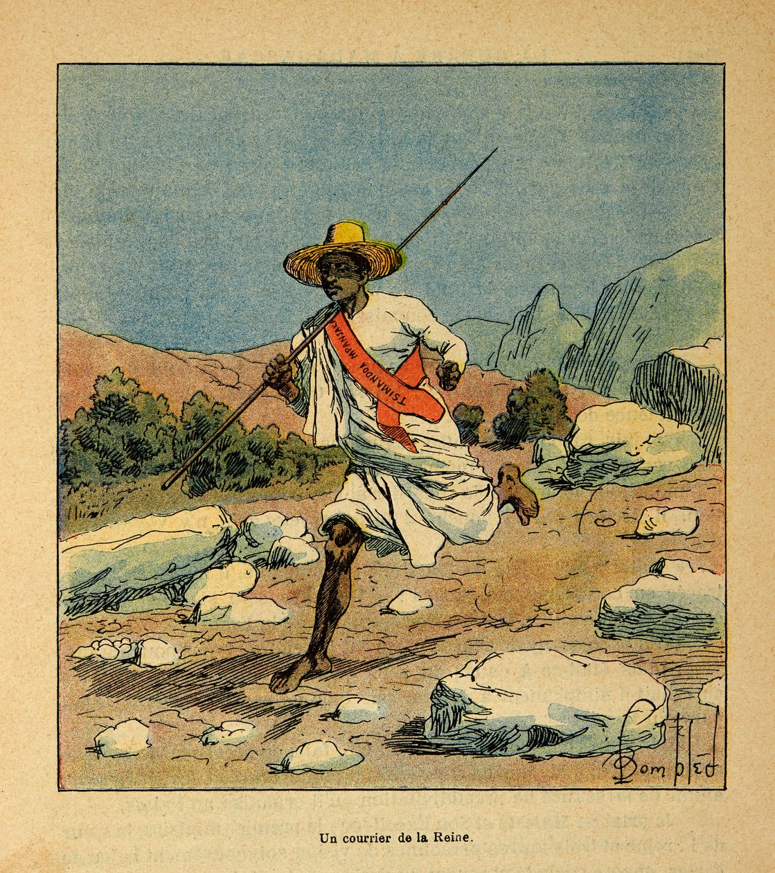 The War in Madagascar-Anecdotal History of the French Expeditions of 1885-1895 autorstwa Henri Galli dit Galllichet (1854-1922), ilustrowana przez Louis Bombled (1862-1927): Kurier od królowej Ranavalony w 1895 r., kolekcja prywatna autorstwa Louis Charles Bombled