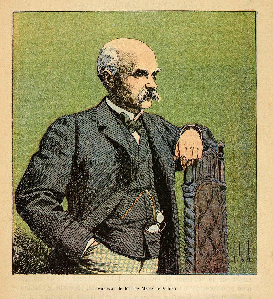 Wojna na Madagaskarze – anegdotyczna historia francuskich ekspedycji z lat 1885-1895 Henri Galli dit Galllichet (1854-1922), ilustracja Louis Bombled (1862-1927): Portret M. Le Myre de Vilers (1833-1918) Rezydent generał Madagaskar w 1886 r., Private autorstwa Louis Charles Bombled