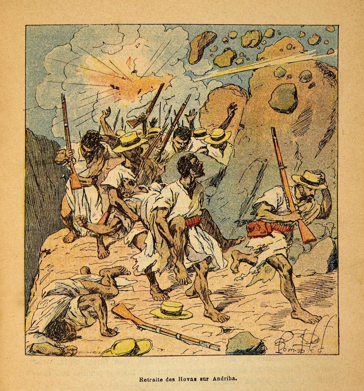 Wojna na Madagaskarze – anegdotyczna historia francuskich ekspedycji z lat 1885-1895 Henri Galli dit Galllichet (1854-1922), ilustracja Louis Bombled (1862-1927): Kolekcja prywatna autorstwa Louis Charles Bombled