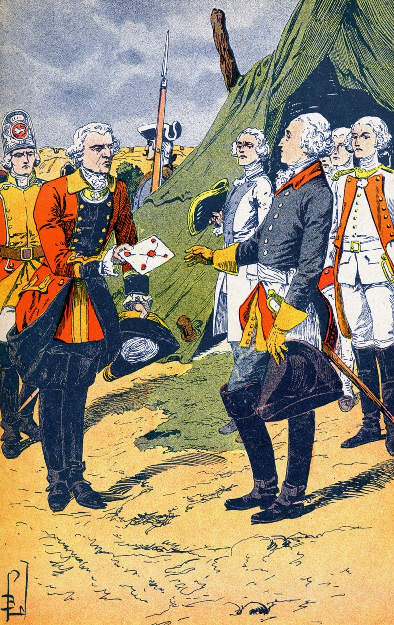 Washingtown otrzymuje kapitulację Yorktown autorstwa Louis Charles Bombled