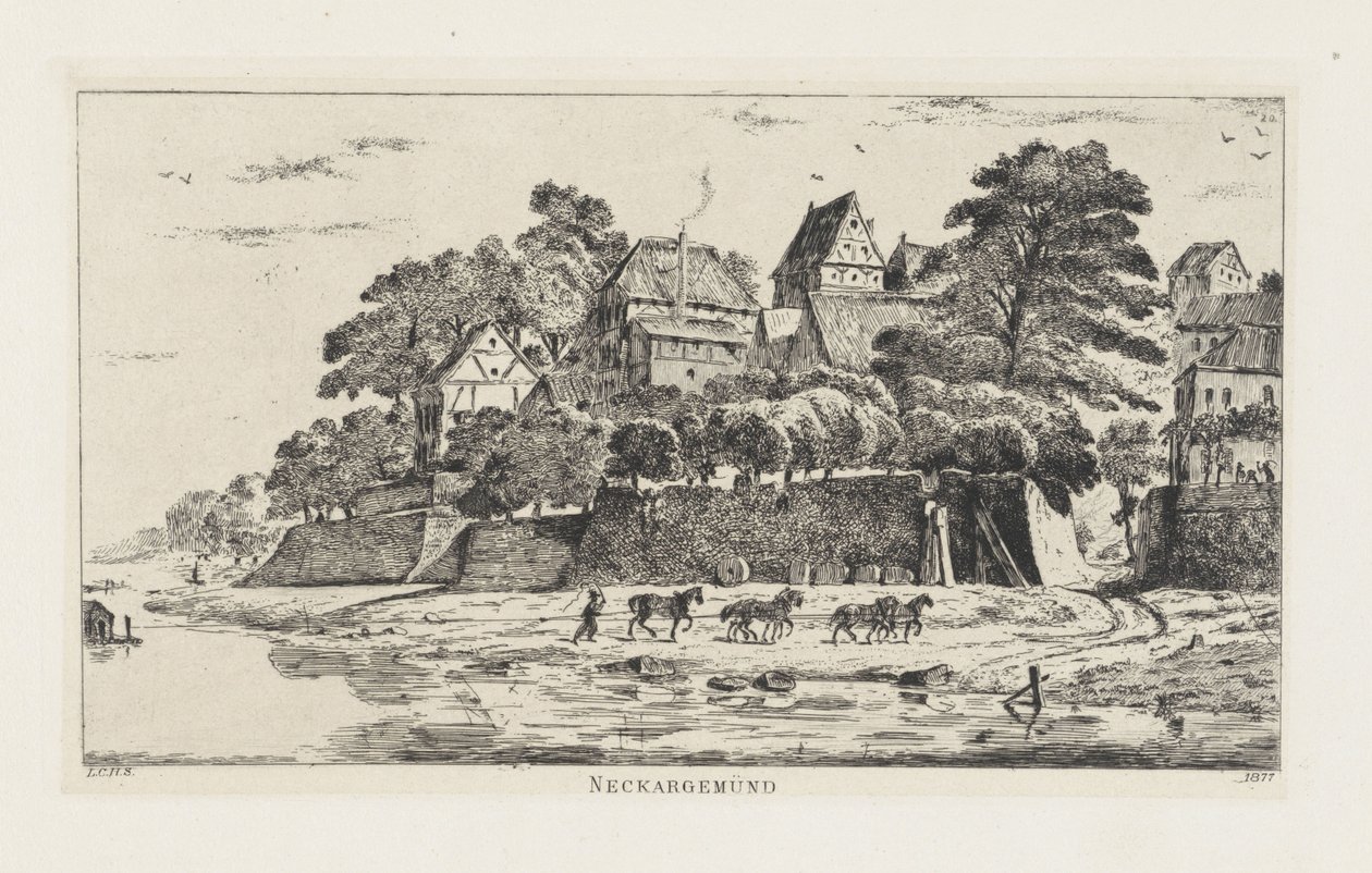 Widok Neckargemünd (Badenia-Wirtembergia) Neckargemünd (tytuł na obiekcie) autorstwa Louis Charles Hora Siccama