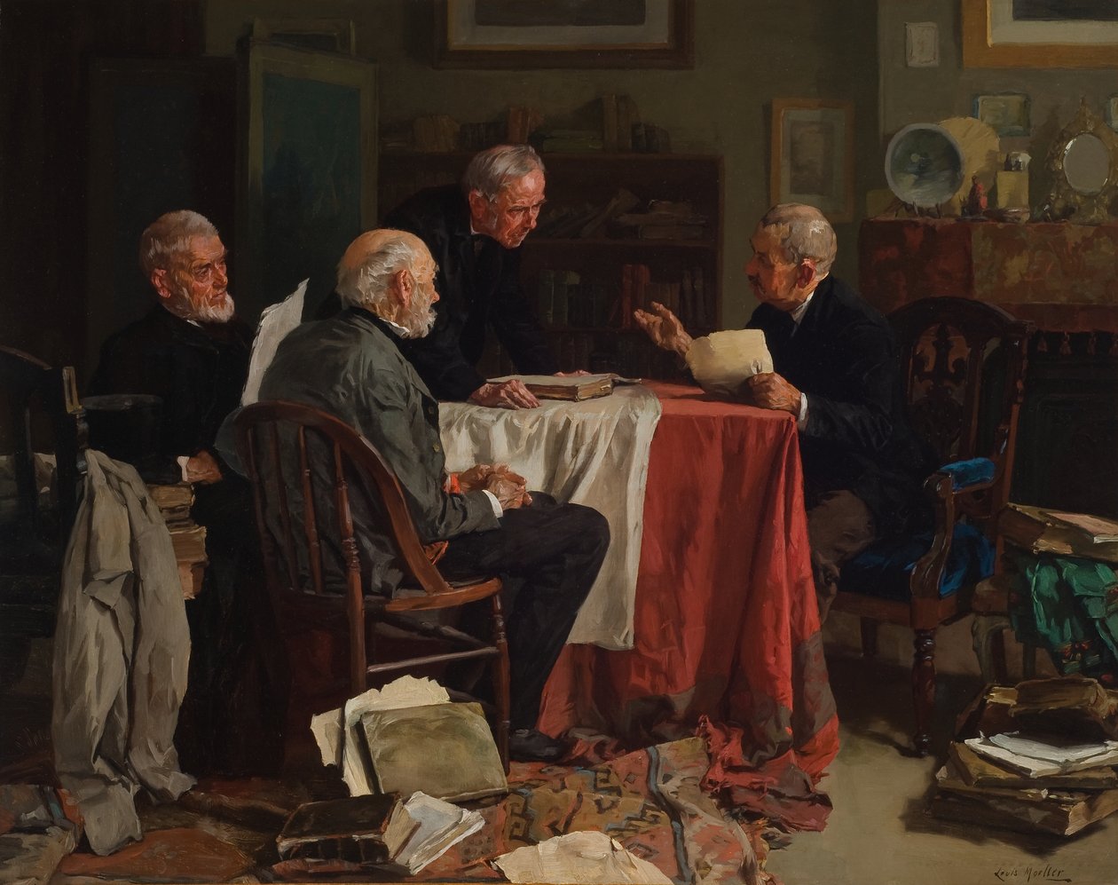 Różne opinie (olej na płótnie) autorstwa Louis Charles Moeller