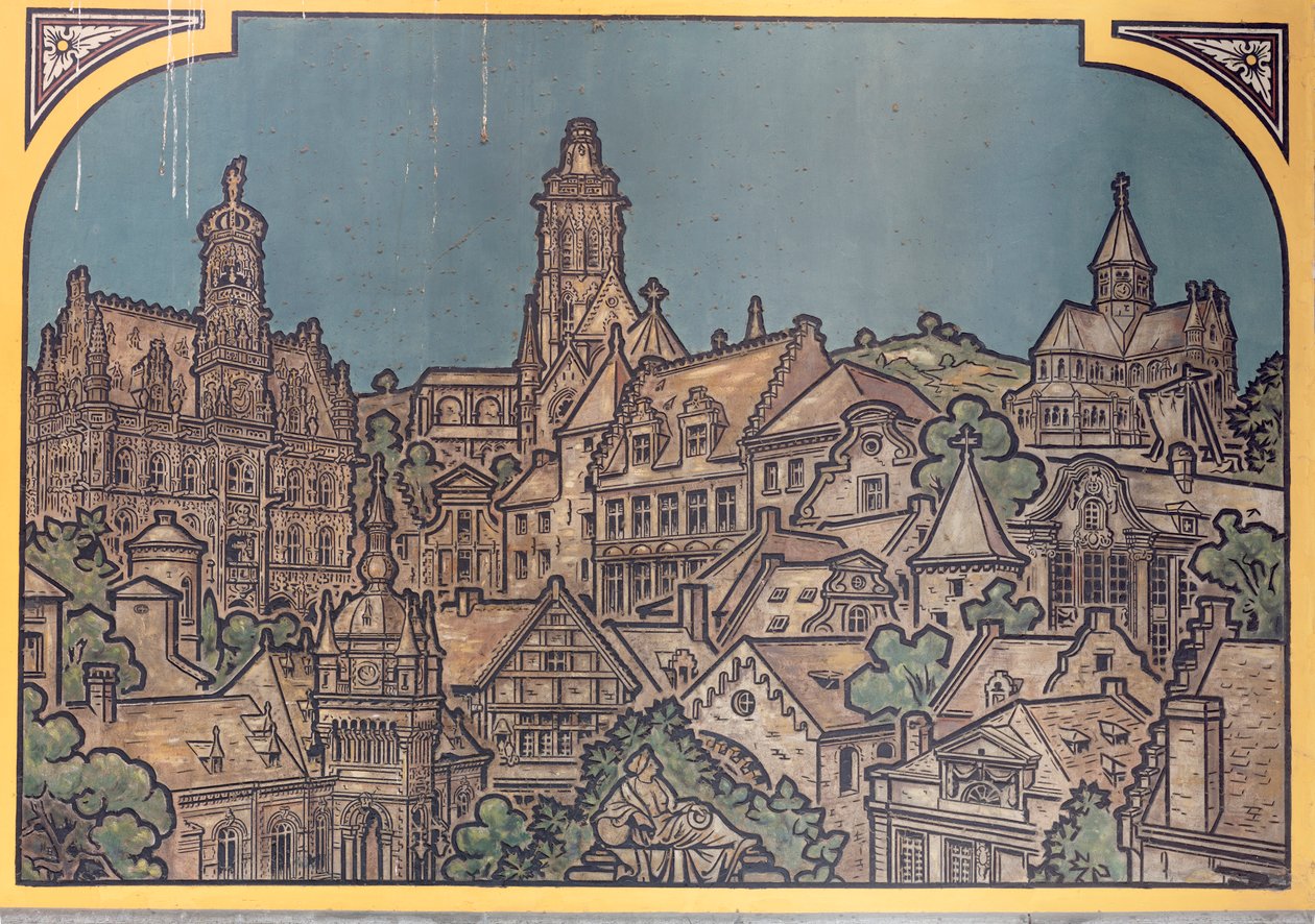 Edifício da estação ferroviária (Sint-Pietersstation). Interior. 1912. O hall de entrada.polonês autorstwa Louis Cloquet