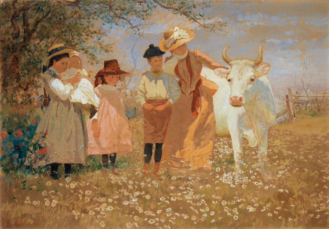 Grupa rodzinna z krową, ok. 1888 r. autorstwa Louis Comfort Tiffany