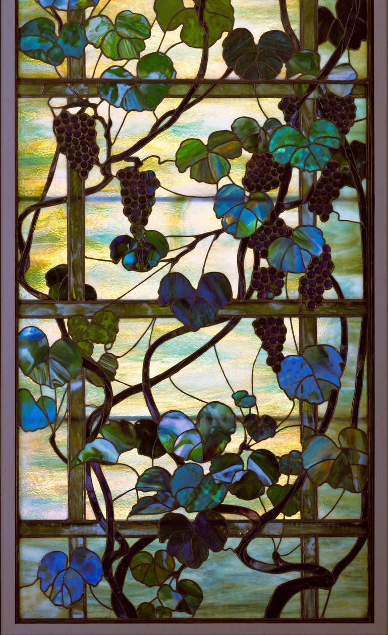 Panel Grapevine, ok. 1902-15 (szkło favrile ołowiowe) autorstwa Louis Comfort Tiffany