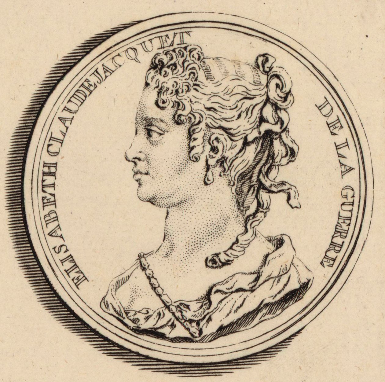 Portret kompozytorki Elisabeth Claude Jacquet de La Guerre 1665-1729. autorstwa Louis Crepy