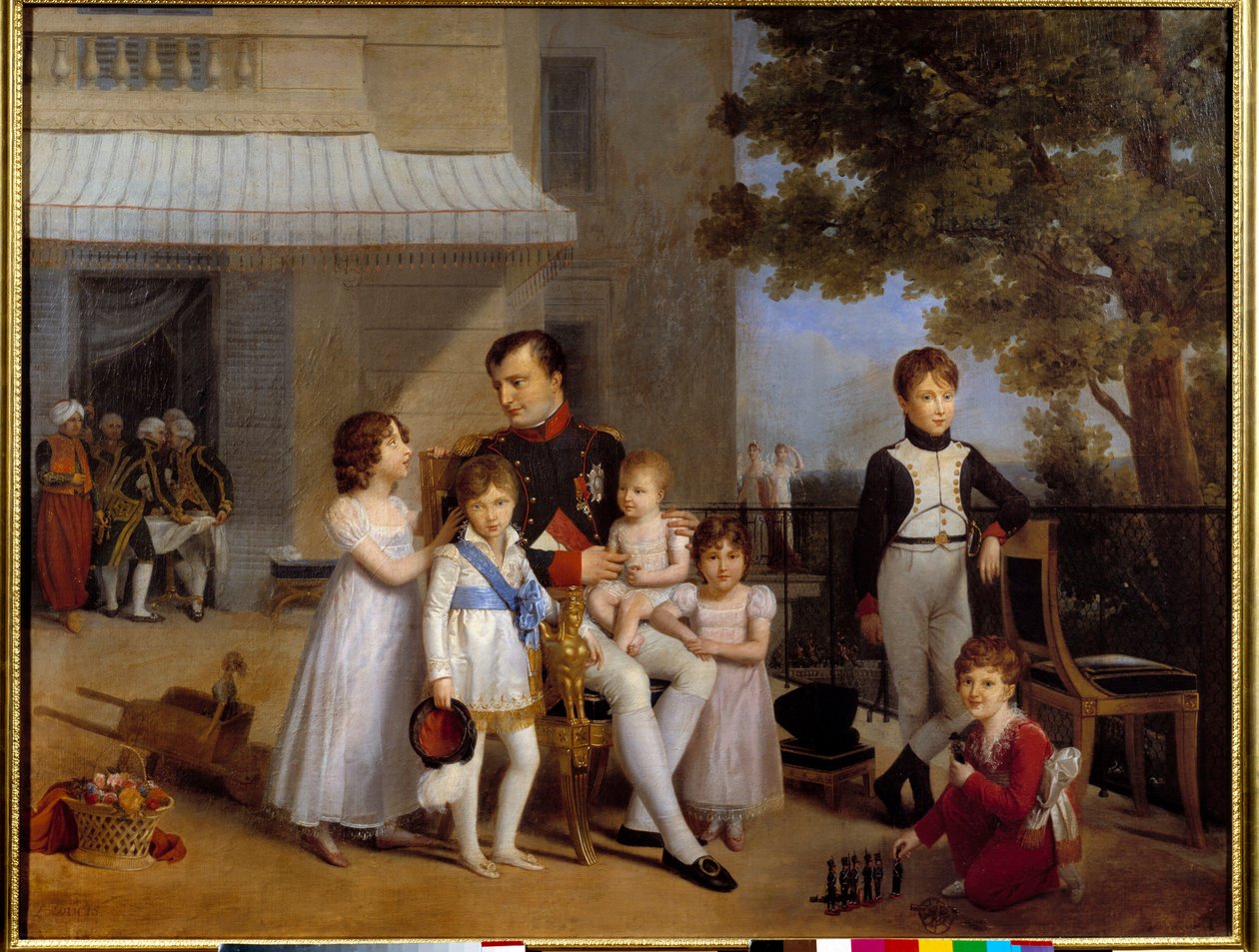 Cesarz Napoleon I (1769-1821) otacza dzieci swojej rodziny na tarasie zamku Saint Cloud w 1810 r. Obraz Louisa Ducisa (1775-1847) 1810 nd. 1,05x1,43 m² autorstwa Louis Ducis