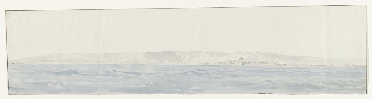 Gezicht op Crotone en de kust Widok na Crotone i wybrzeże (tytuł na obiekcie) Podróże po Włoszech, Sycylii i Malcie - 1778 (tytuł serii) autorstwa Louis Ducros