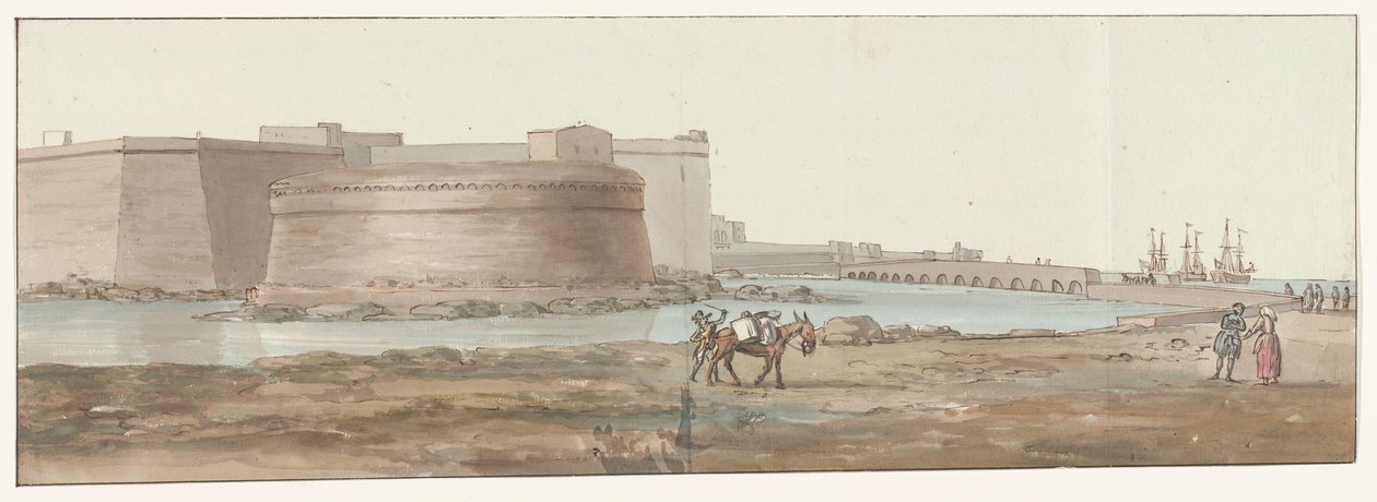 Gezicht op Gallipoli Widok wejścia Gallipoli (tytuł na obiekcie) Podróże po Włoszech, Sycylii i Malcie - 1778 (tytuł serii) autorstwa Louis Ducros