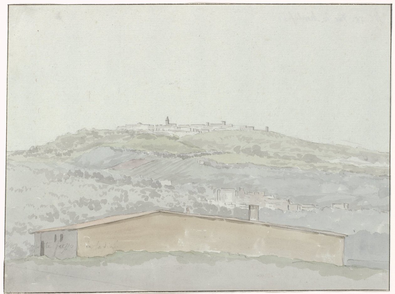 Gezicht op Montefusco Widok na Montefusco (tytuł na obiekcie) Podróże po Włoszech, Sycylii i Malcie - 1778 (tytuł serii) autorstwa Louis Ducros