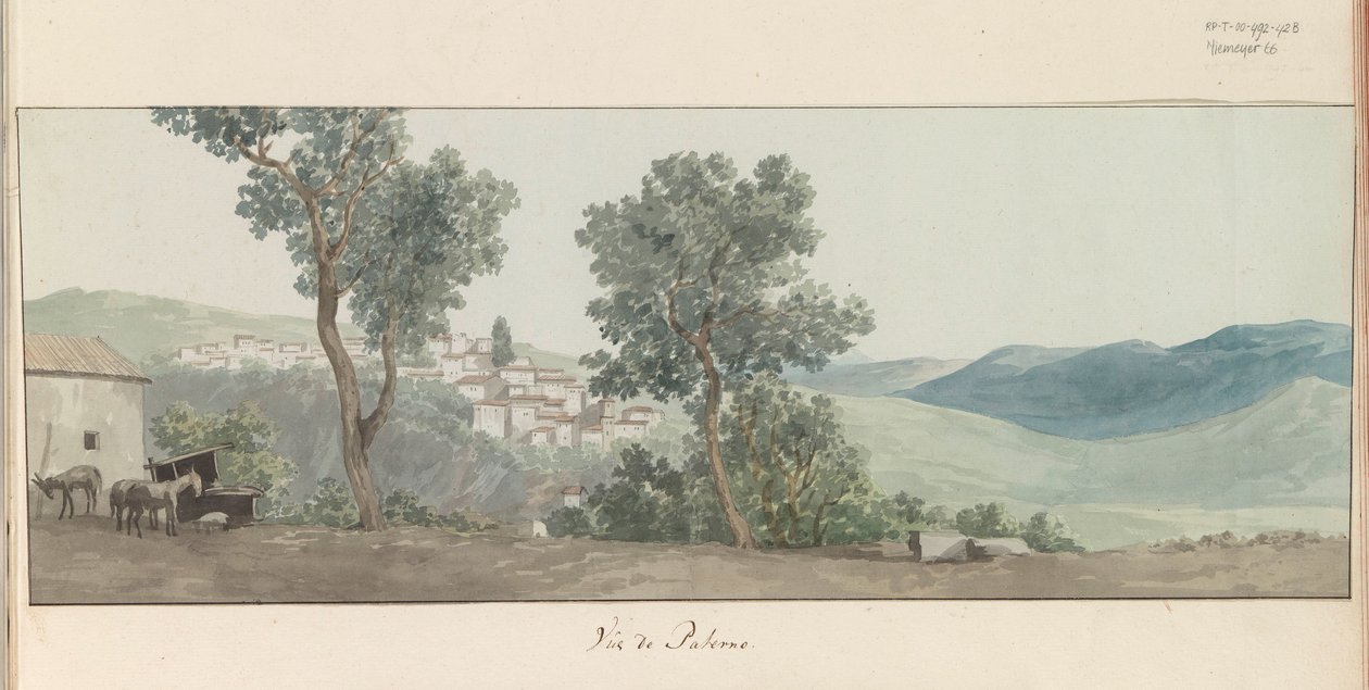 Gezicht op Paterno Widok Paterno (tytuł na obiekcie) Podróże po Włoszech, Sycylii i Malcie - 1778 (tytuł serii) autorstwa Louis Ducros