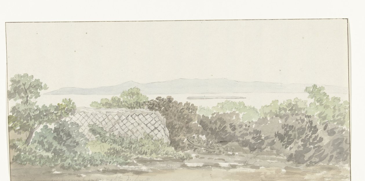 Gezicht op de ruïne van het teatr w Brindisi Widok pozostałości Teatru Taranto (tytuł na obiekcie) Podróże po Włoszech, Sycylii i Malcie - 1778 (tytuł serii) autorstwa Louis Ducros