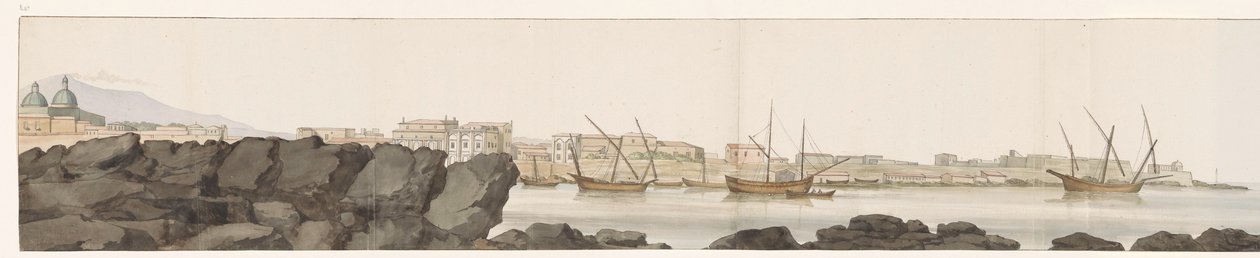 Widok na port w Katanii Vue du Port de Catane (tytuł na obiekcie) Voyage en Italy i Sicile et à Malte - 1778 (tytuł serii) autorstwa Louis Ducros