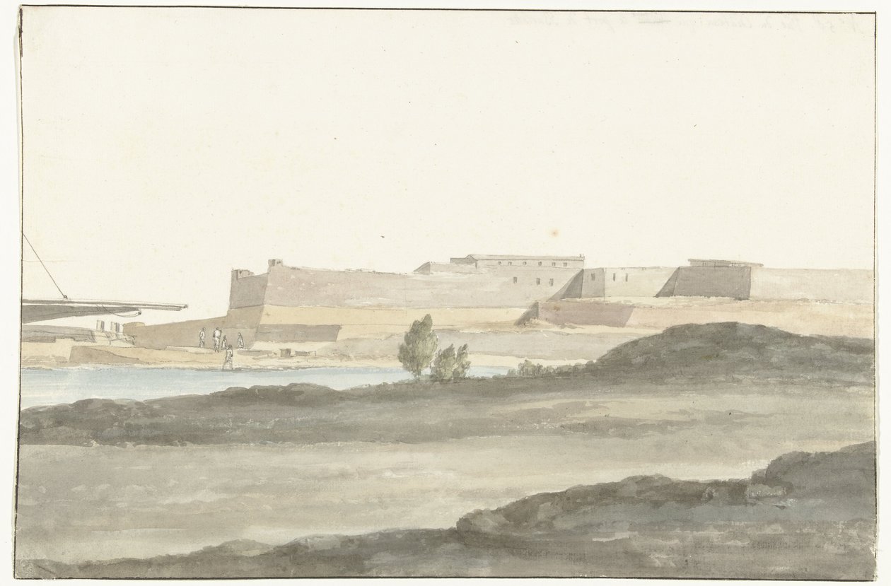Widok na zamek w porcie Barletta Vue du Château, qui domine le port de Barletta (tytuł przedmiotu) Voyage en Italy i Sicile et à Malte - 1778 (tytuł serii) autorstwa Louis Ducros