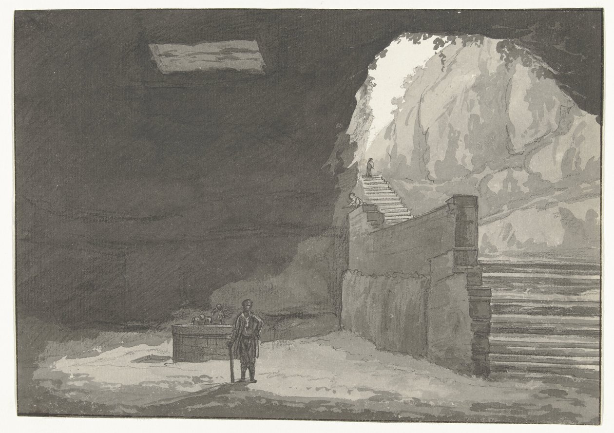 Jaskinia Fontein w de oude stad Manduria Jaskinia i Fontanna Mandurian wzmiankowana w Pliniuszu Podróże po Włoszech, Sycylii i Malcie - 1778 (tytuł serii) autorstwa Louis Ducros