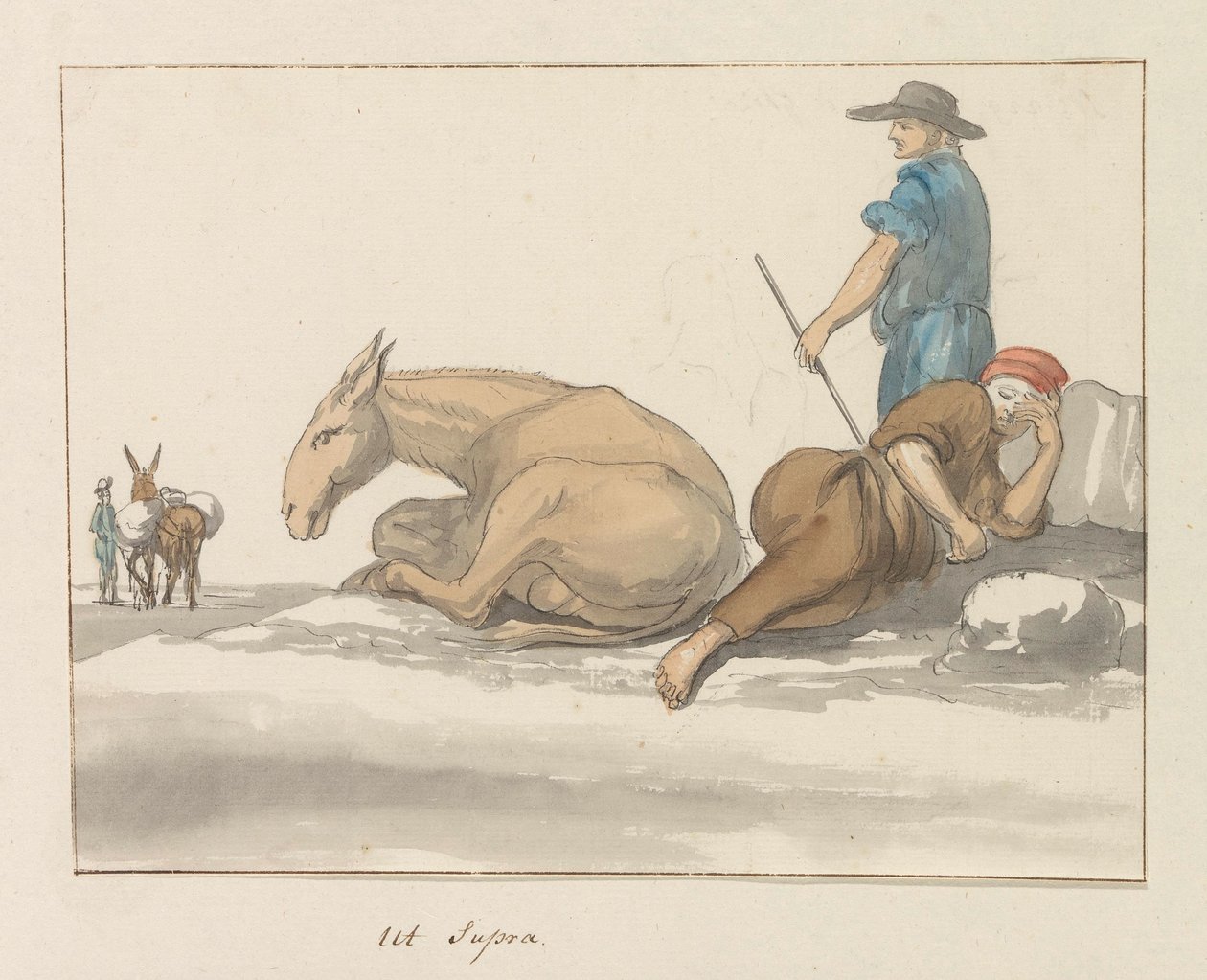 Tradycyjne stroje wyspy Gozo Costume de Ghozo (tytuł na obiekcie) Voyage en Italy i Sicile et à Malte - 1778 (tytuł serii) autorstwa Louis Ducros