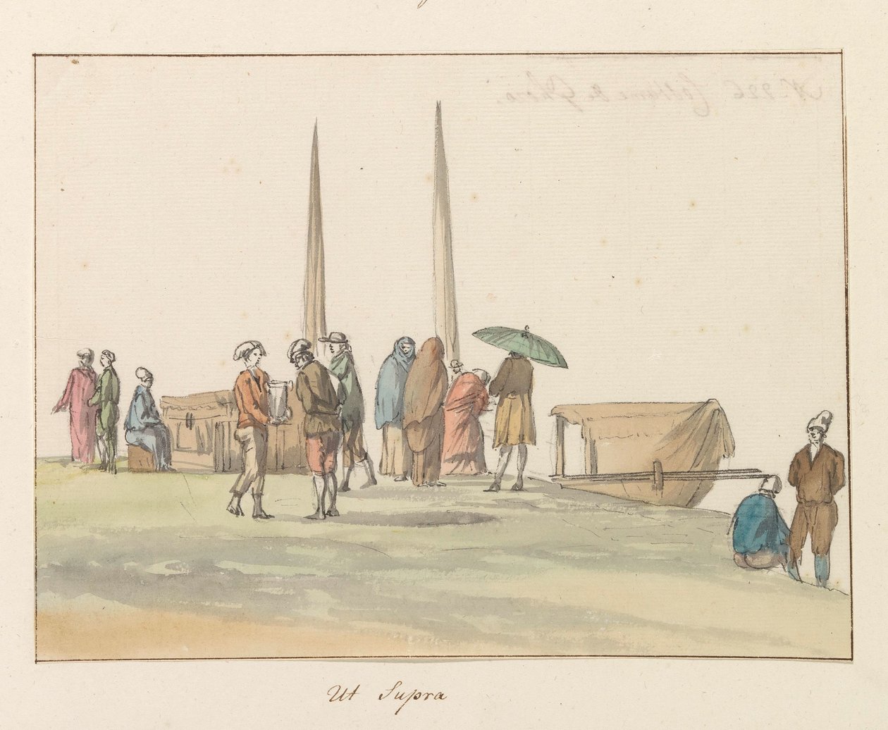 Tradycyjne stroje wyspy Gozo Costume de Ghozo (tytuł na obiekcie) Voyage en Italy i Sicile et à Malte - 1778 (tytuł serii) autorstwa Louis Ducros