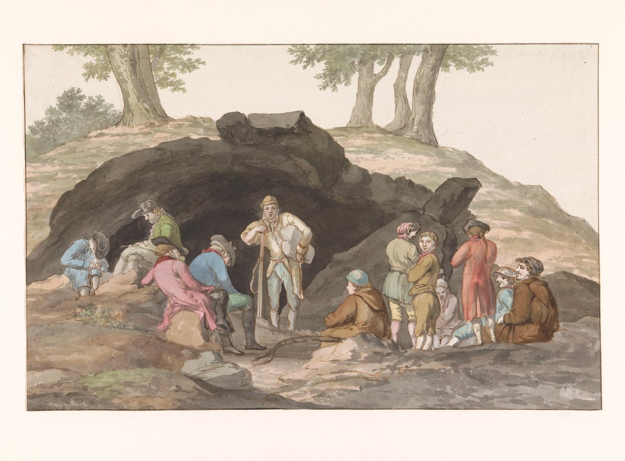 Zatrzymaj się w Grotte delle Capre na granicy w Nemorosa i Fredda Wnętrze jaskini (tytuł na obiekcie) Voyage en Italy i Sicile et à Malte - 1778 (tytuł serii) autorstwa Louis Ducros