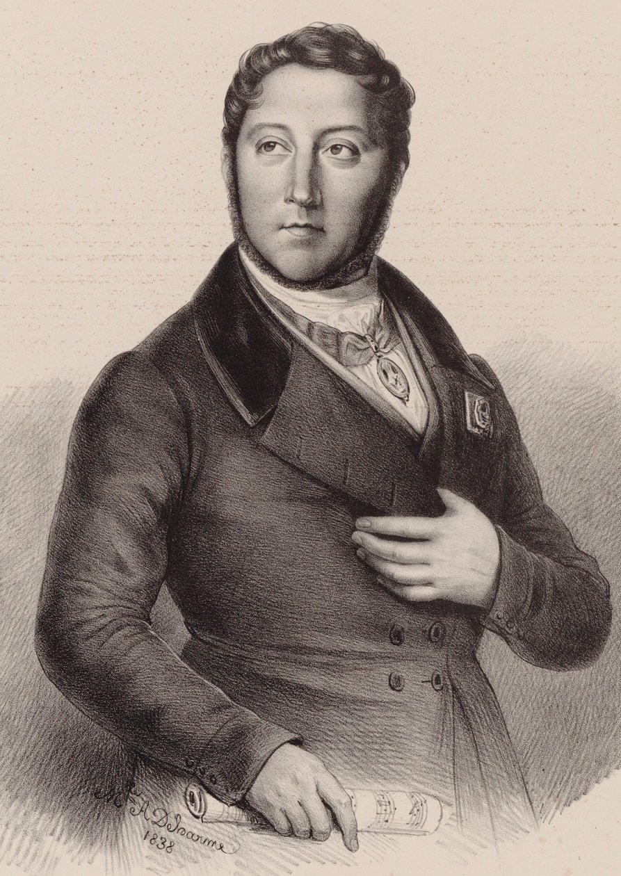 Portret kompozytora Gioachino Antonio Rossiniego 1792-1868, 1838. autorstwa Louis Dupré