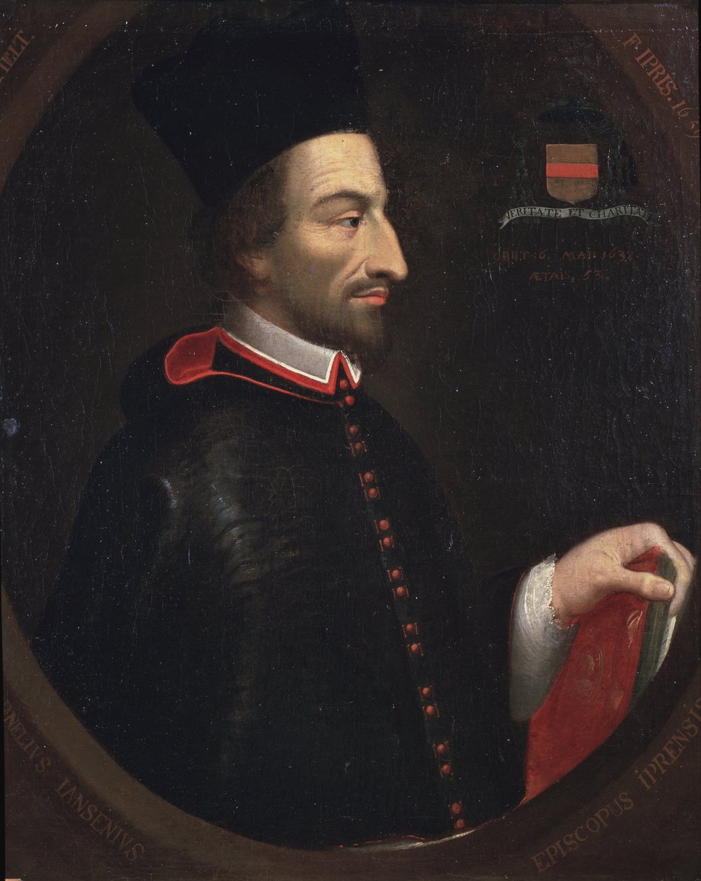 Portret Corneliusa Jansena, zwanego Jansenius, biskupa Ypres (olej na płótnie) autorstwa Louis Dutielt