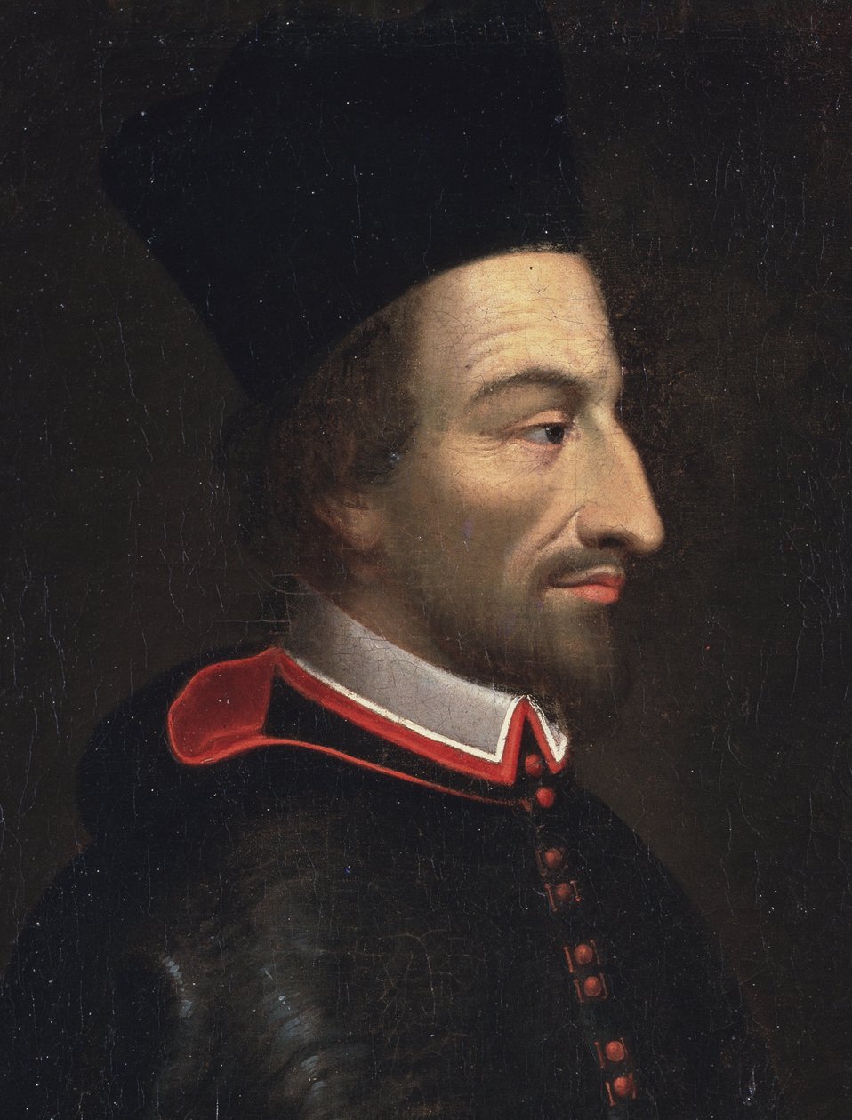 Portret Corneliusa Jansena, zwanego Jansenius, biskupa Ypres, detal (olej na płótnie) autorstwa Louis Dutielt
