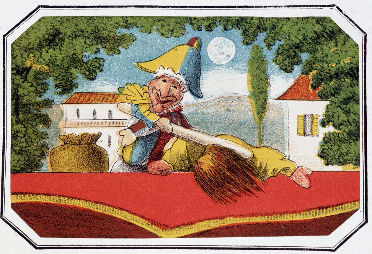 Les deux amis - Litografia, fragment Theatre des marionnettes du jardin des Tuileries, tekst i rysunek Louisa Edmonda Duranty