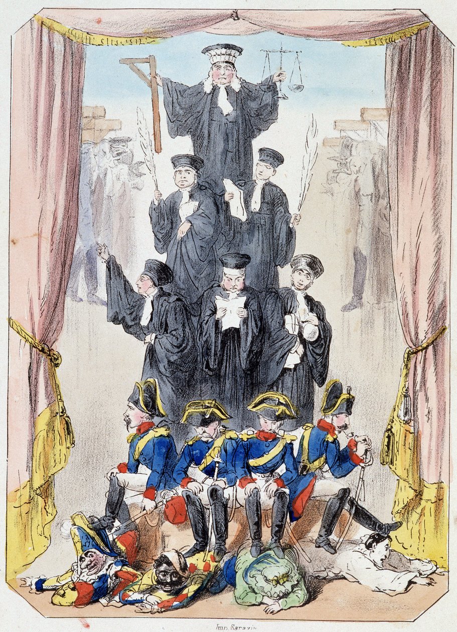 Litideurs pomimo nich - Litografia wydobyta z Theatre des marionnettes du jardin des Tuileries, tekst i rysunek Louis Edmond Duranty (1833-1880), Paryż autorstwa Louis Edmond Duranty