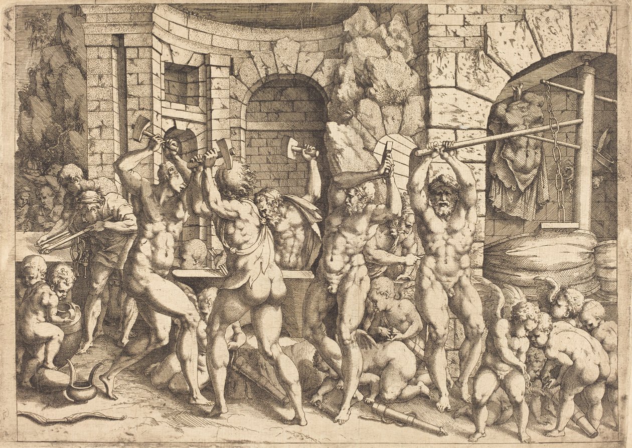 Kuźnia Vulcan autorstwa Louis Elle I after Francesco Primaticcio