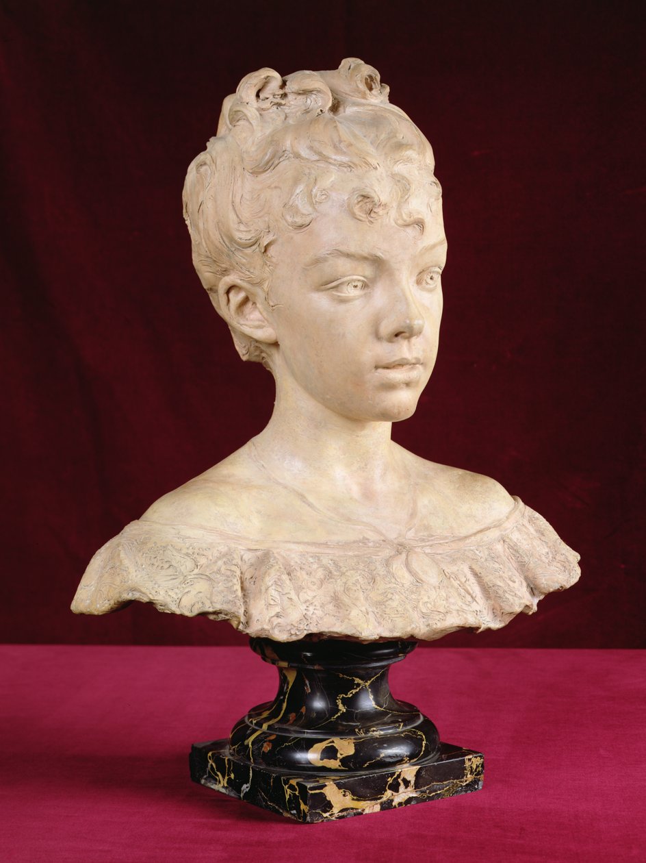 Popiersie portretowe młodej dziewczyny (cokół z terakoty i marmuru) autorstwa Louis Ernest Barrias