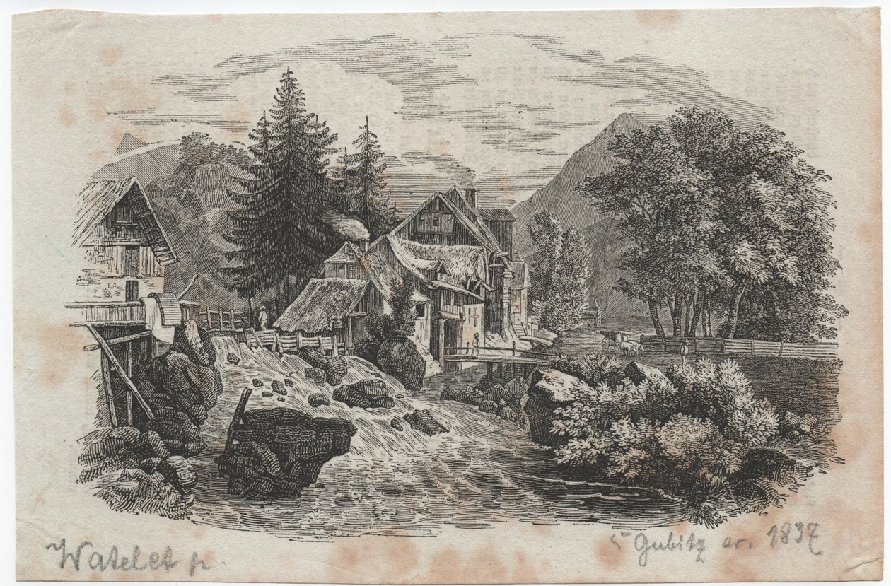 Górska wioska u zbiegu dwóch strumieni autorstwa Louis Etienne Watelet