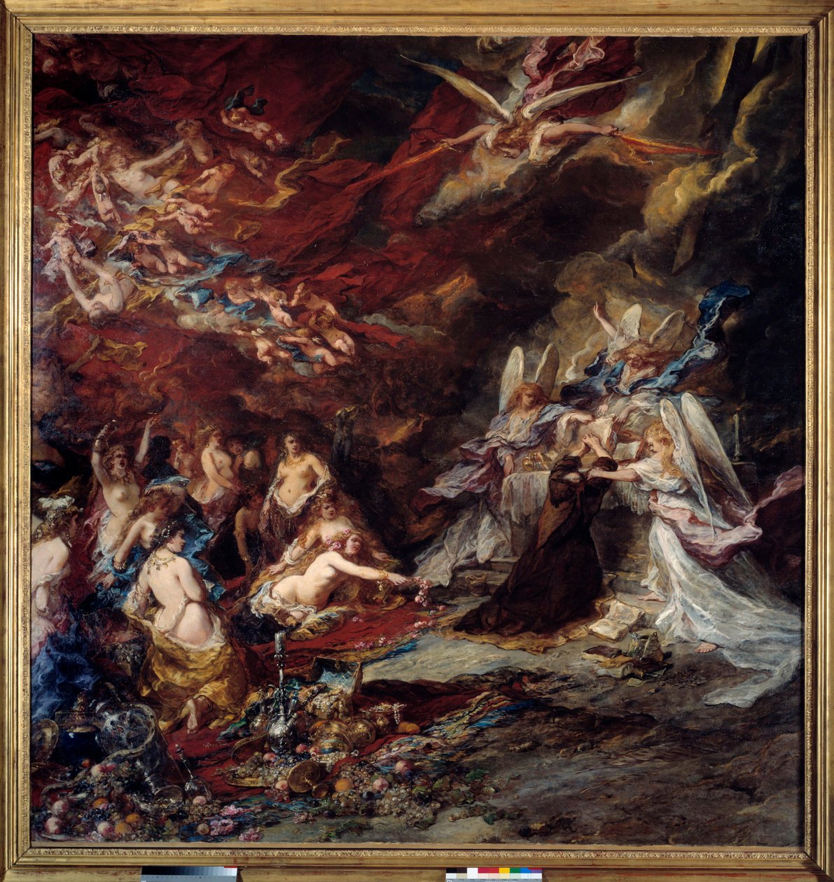 Kuszenie św. Antoniego Pustelnik Św. Antoni Wielki (251-356) (lub św. Obraz Louisa Gabriela Eugene Isabeya (1803-1886) autorstwa Louis Eugene Gabriel Isabey