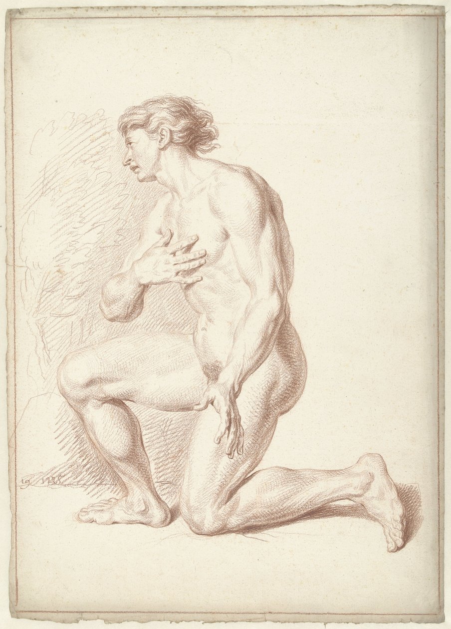 Akt męski, klęczący, twarzą w lewo autorstwa Louis Fabritius Dubourg