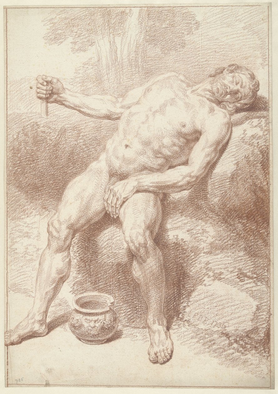 Akt męski, siedzący, leżący autorstwa Louis Fabritius Dubourg