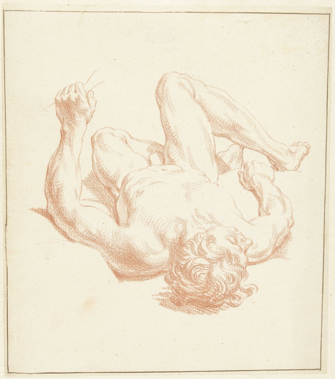 Studium aktu męskiego, leżącego na plecach, w formie skróconej autorstwa Louis Fabritius Dubourg