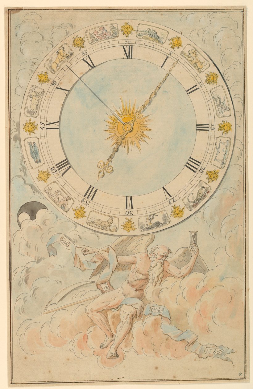 Tarcza zegara ze znakami zodiaku autorstwa Louis Felix de la Rue