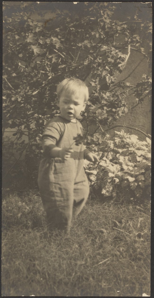 [Portret dziecka w ogrodzie] autorstwa Louis Fleckenstein