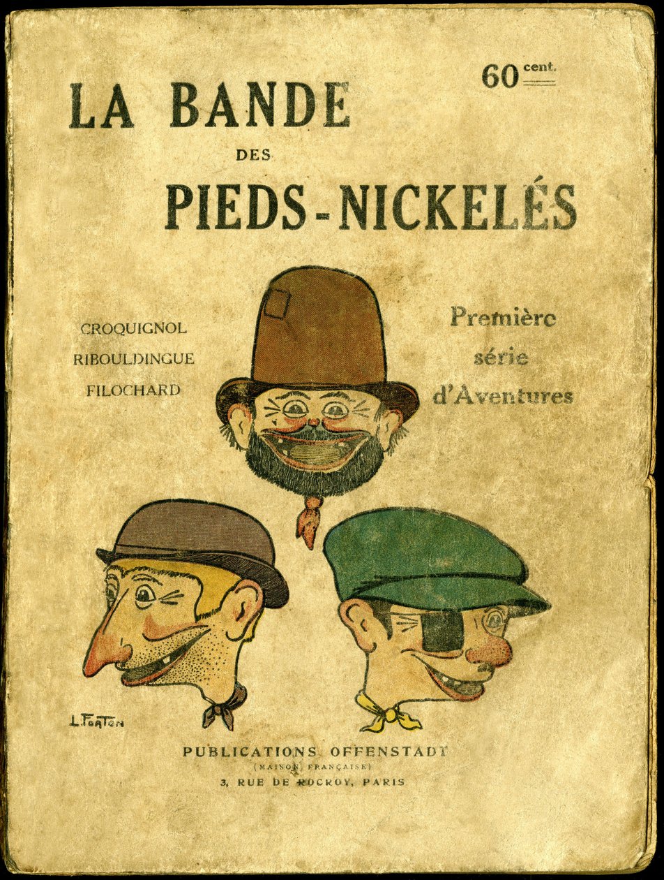 Ilustracja na okładkę „” la bande des pieds nikielki, premiera serie d’aventure””, rysunek Louis Forton (1879-1934), publikacja Offenstadt autorstwa Louis Forton