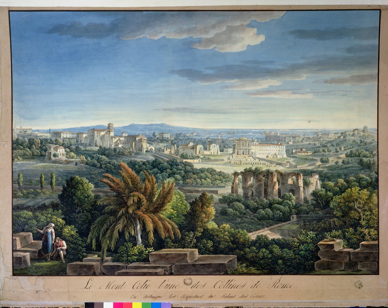 Widok na Wzgórze Celian, Rzym, ok. 1800 autorstwa Louis Francois Cassas
