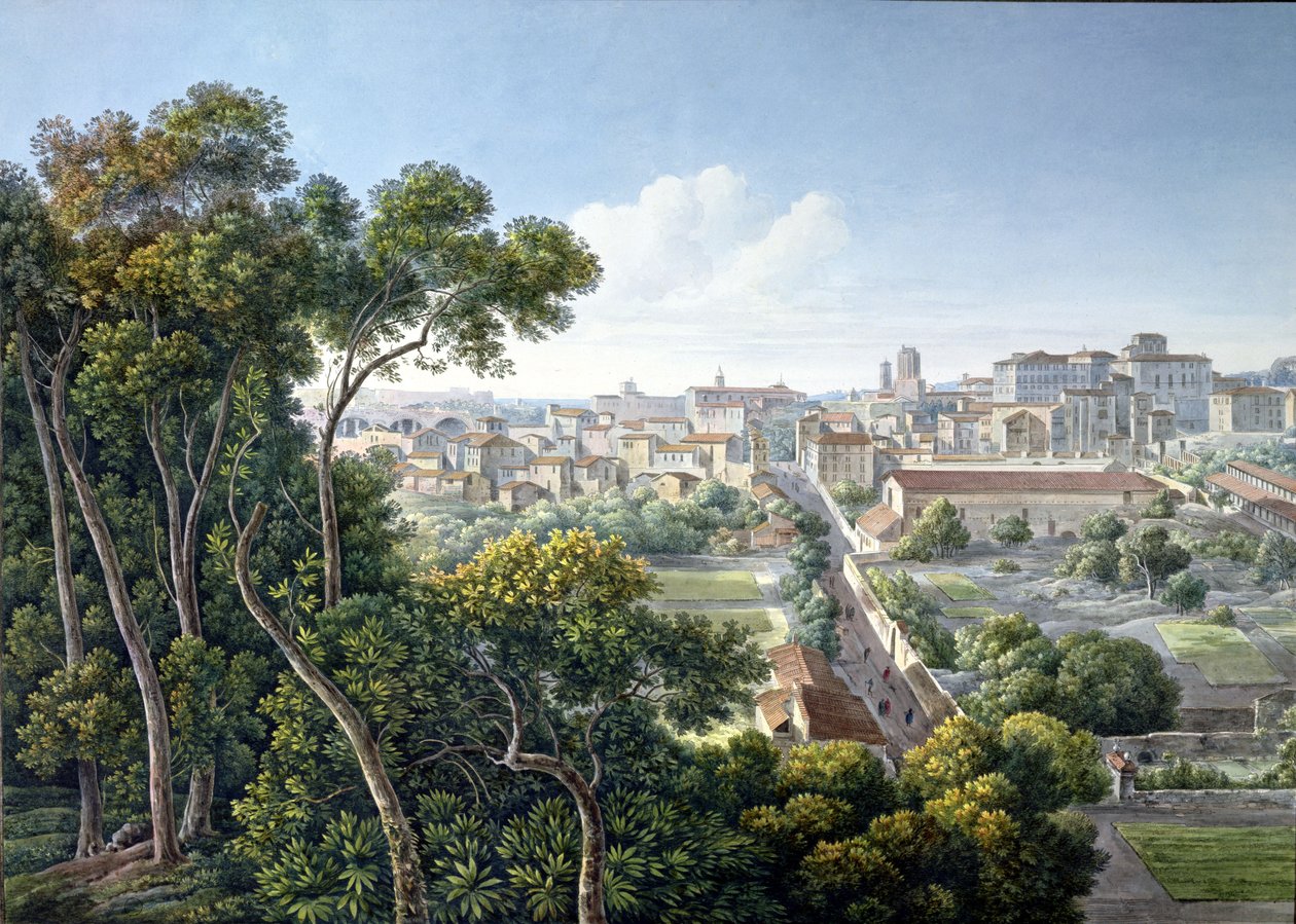 Widok na wzgórze Viminale, Rzym, ok. 1800 autorstwa Louis Francois Cassas