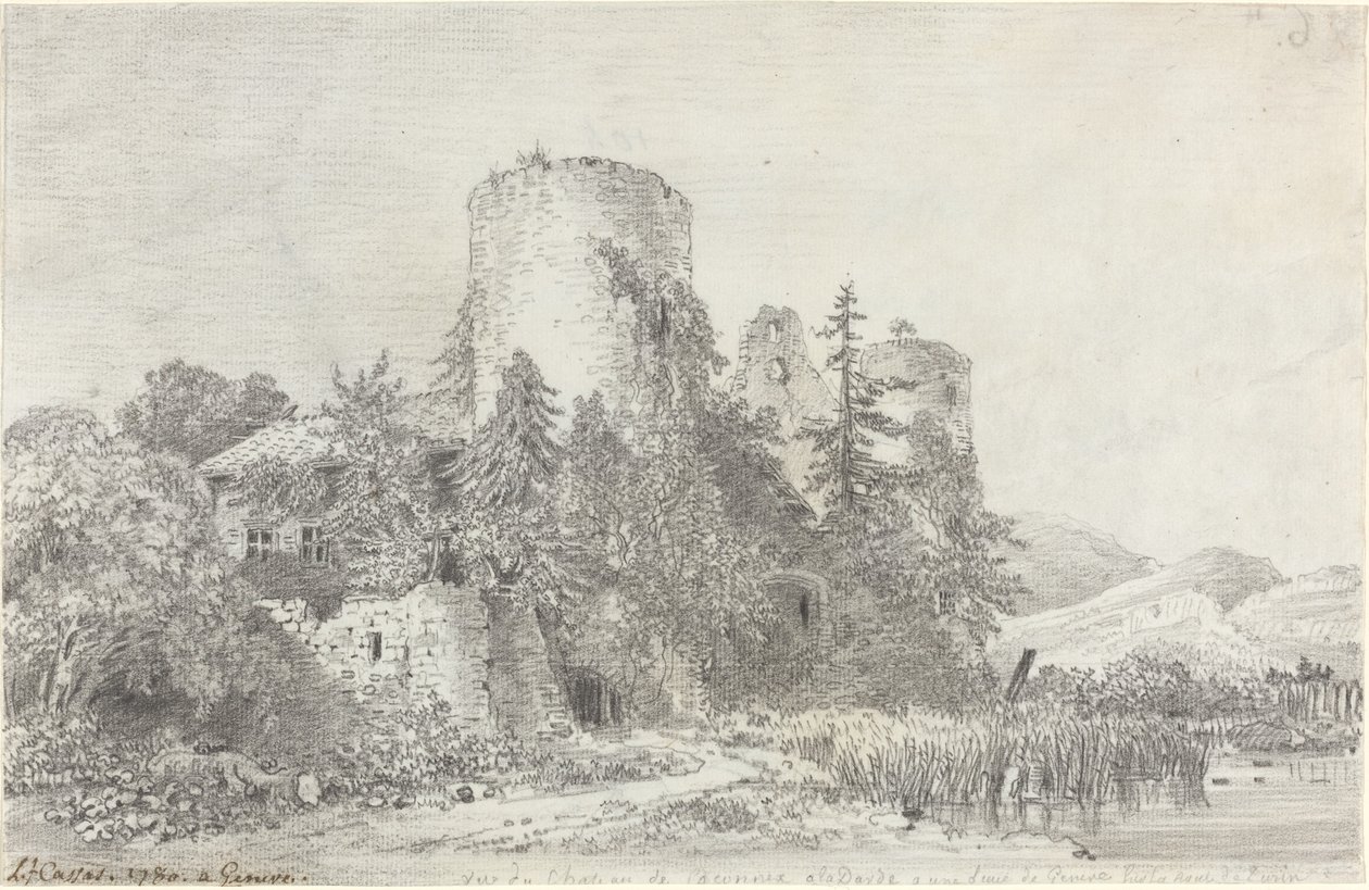 Widok na zamek w Saconnex autorstwa Louis Francois Cassas