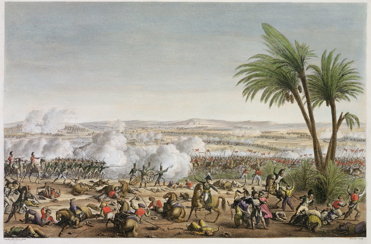 Bitwa pod Heliopolis, 29 Ventose, rok 8 (20 marca 1800) grawerowany przez Edme Bovinet (1767-1832) (akwatinta) autorstwa Louis Francois Couche