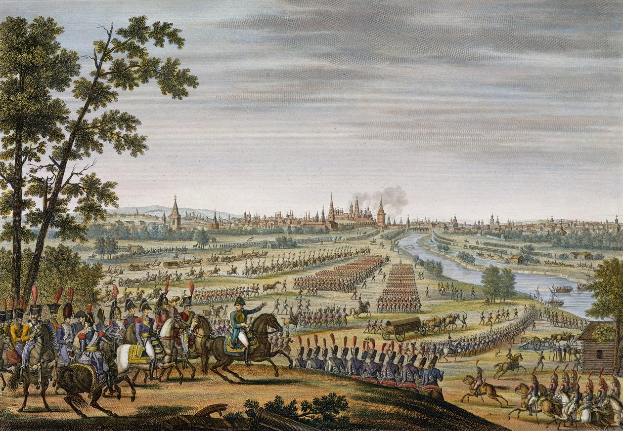 Wjazd Francuzów do Moskwy, 14 września 1812, rycina Edme Bovinet (1767-1832) (akwatinta) autorstwa Louis Francois Couche