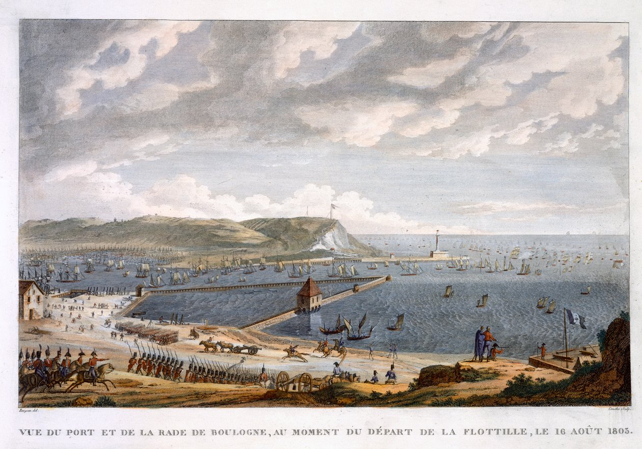 „Widok na port i redę Boulogne przy odlocie Flotylli, 16 sierpnia 1803 r.” autorstwa Louis Francois Couche