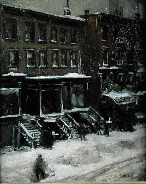 Scena uliczna Nowego Jorku (olej na płótnie nałożony na masonit) autorstwa Louis Frederick Berneker