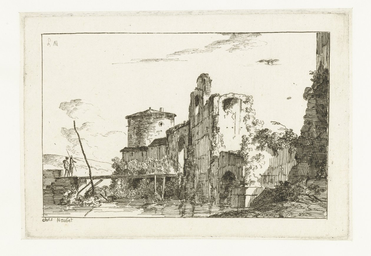 Fort i most nad rzeką autorstwa Louis Gabriel Moreau