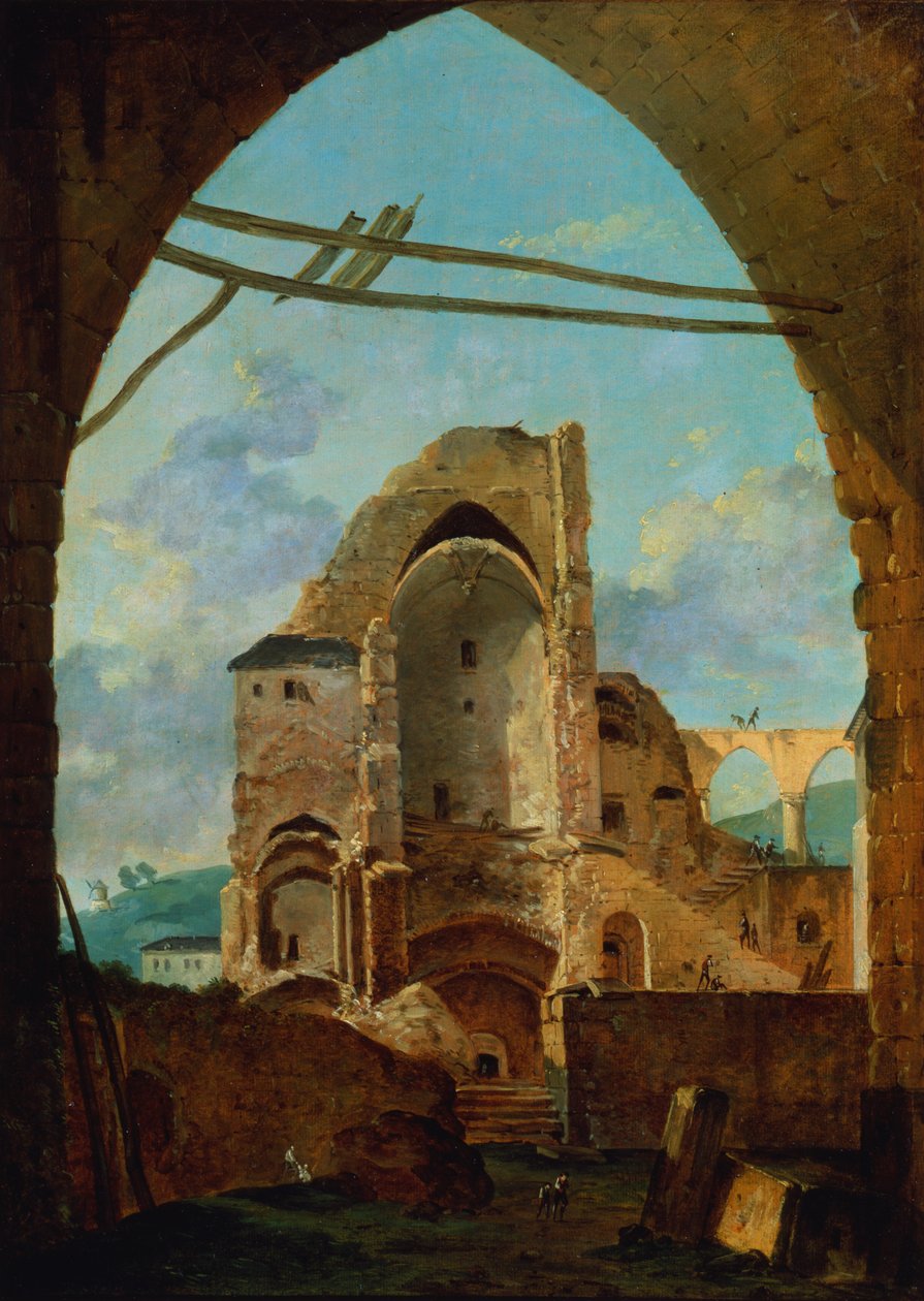 Rozbiórka opactwa Montmartre, ok. 1740-1800. autorstwa Louis Gabriel Moreau