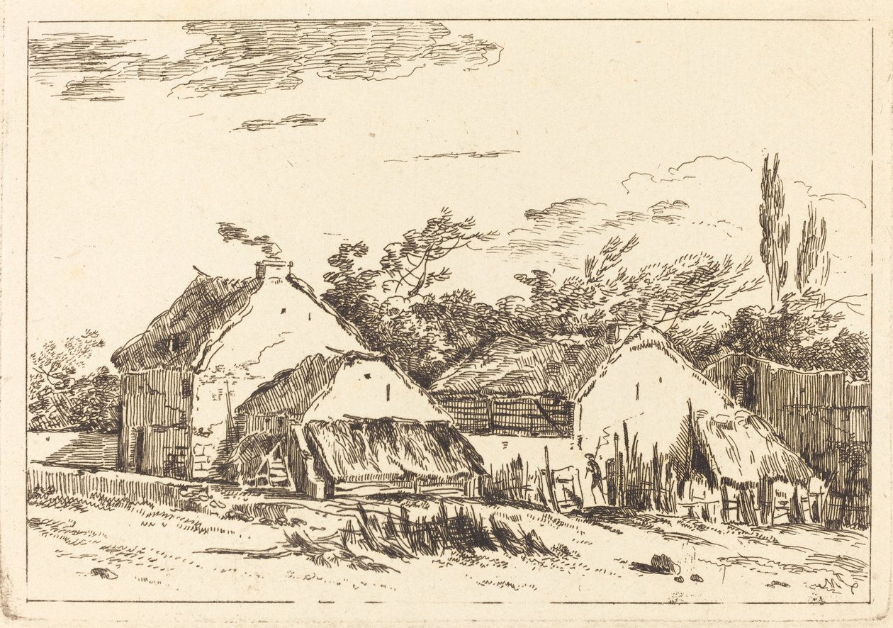 Dwie stodoły autorstwa Louis Gabriel Moreau the Elder