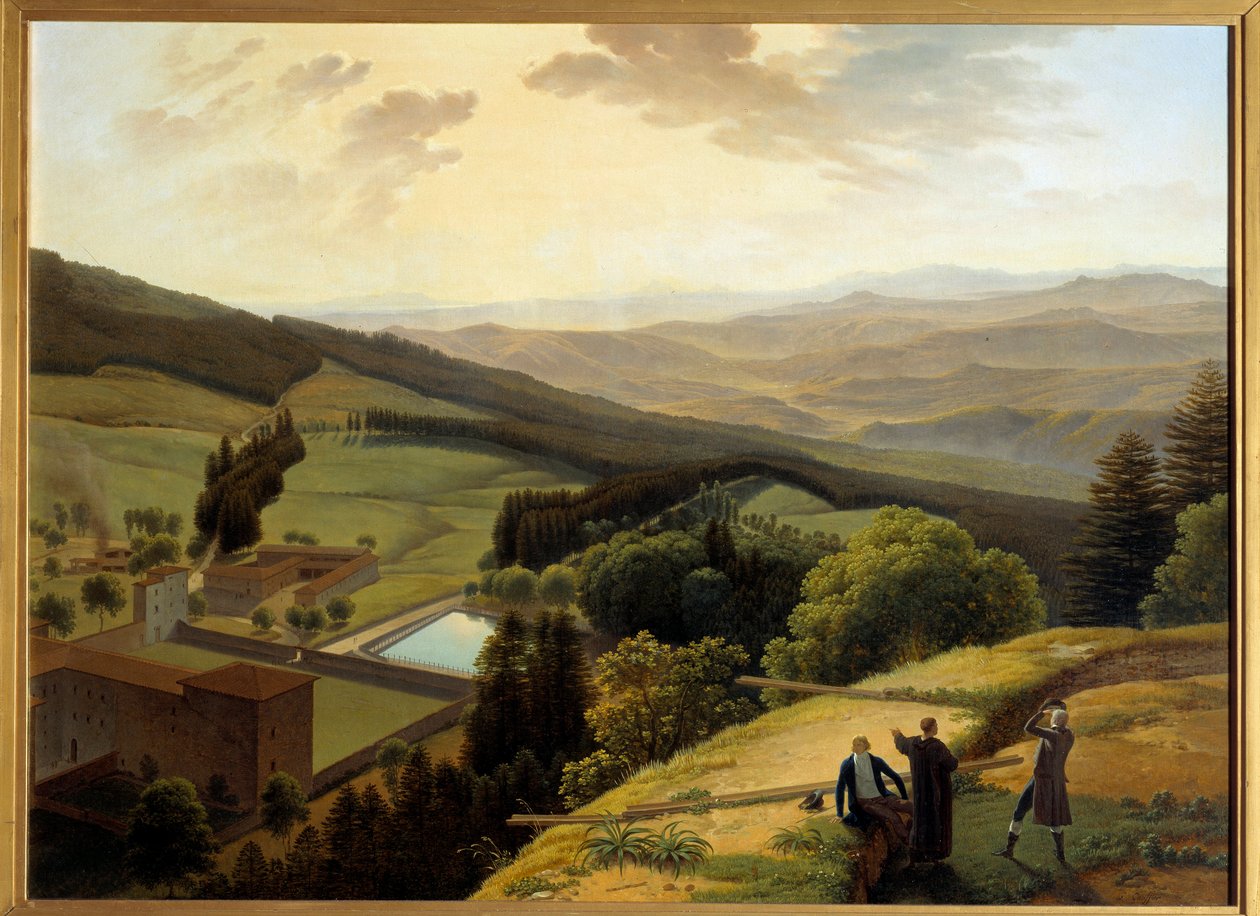 Dolina Arno widziana z klasztoru Vallombrosa, w pobliżu „Paradisino” autorstwa Louis Gauffier